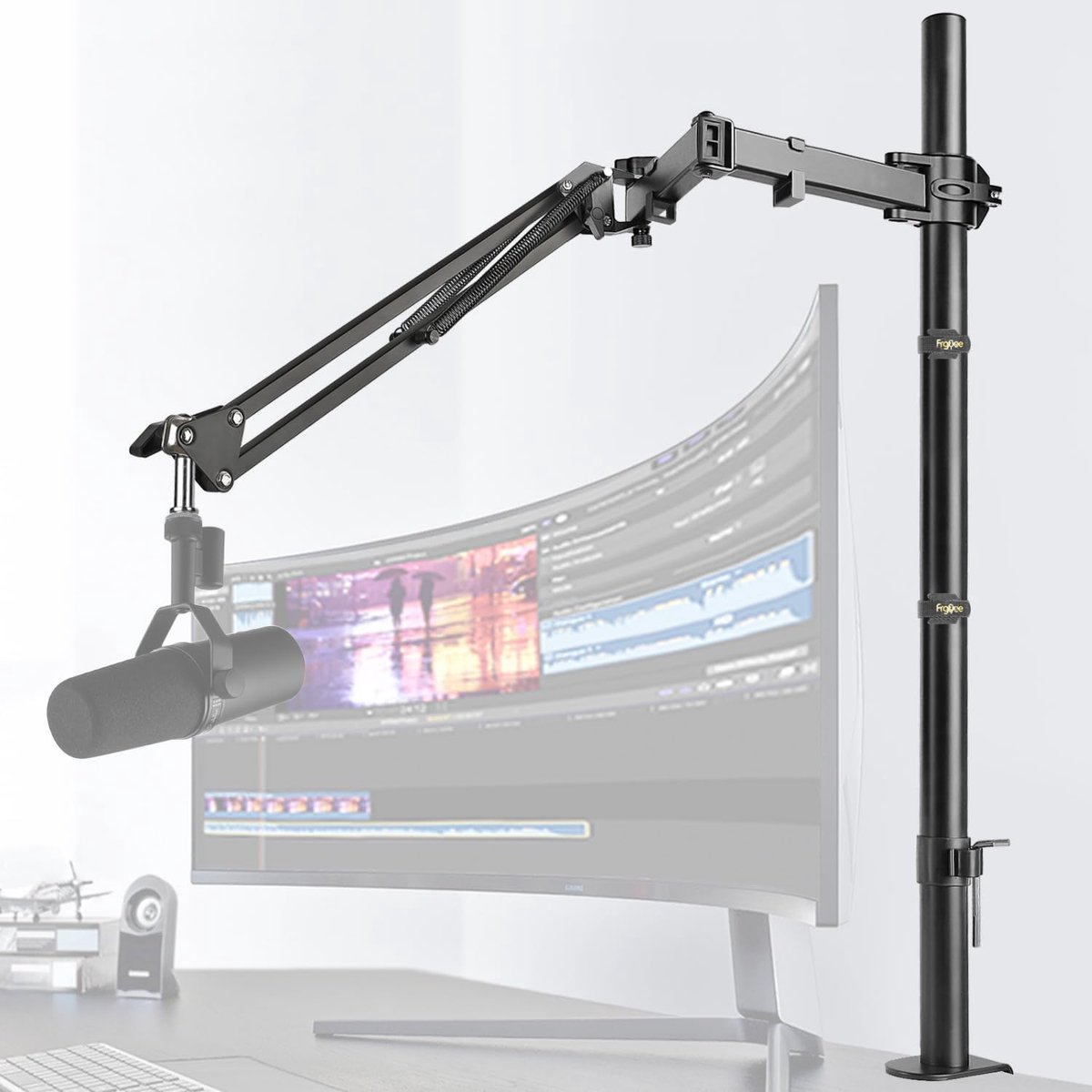 SnelShoppen - Overhead Microfoon Arm, Hoogte Verstelbare Microfoonstandaard met Verhoogde Extensie voor Overhead Opnames, Geschikt voor Diverse Microf