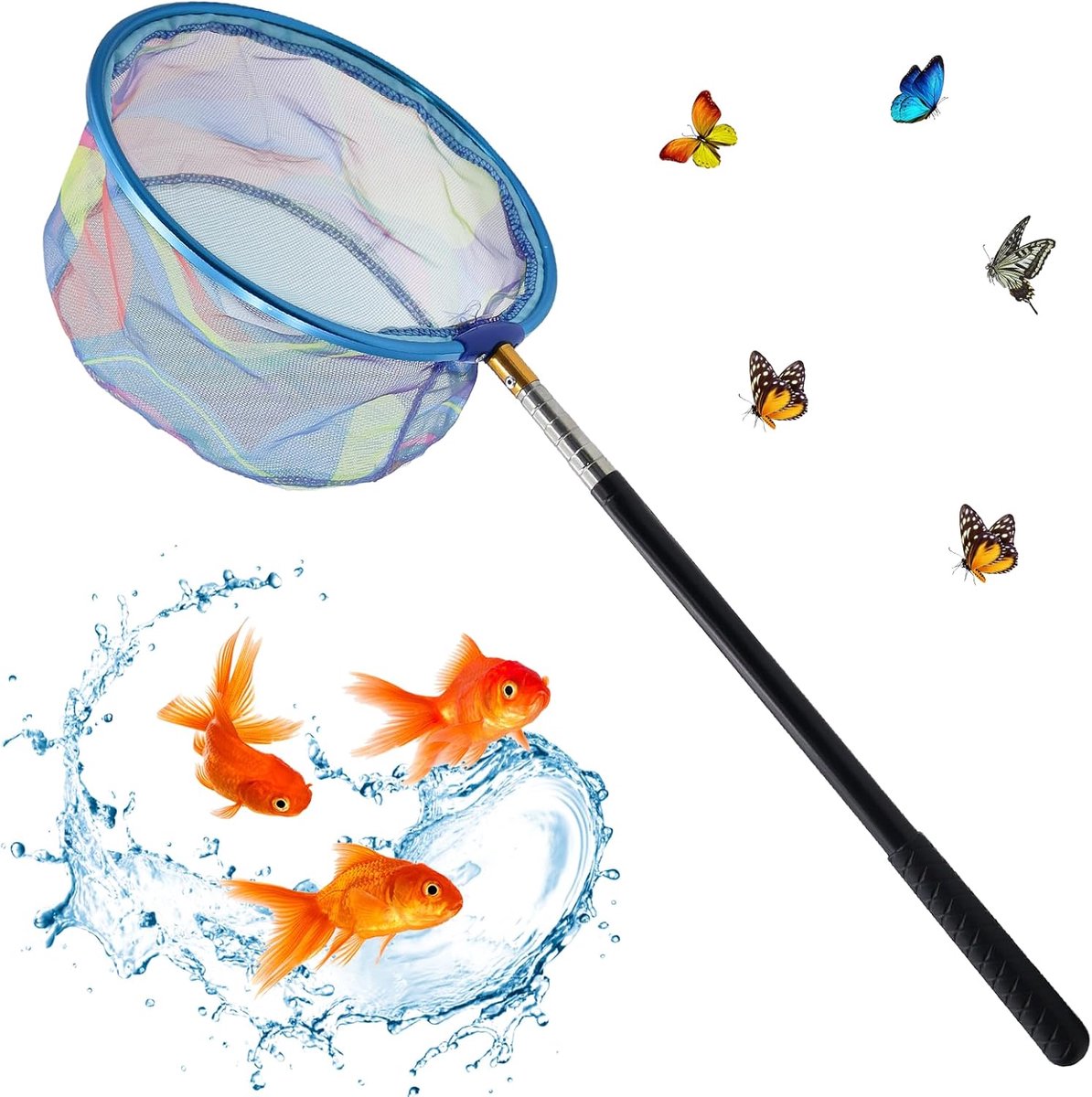 CONNECTION Telescopic Landing Net for Children, 41-150 cm, Butterfly Net with Telescopic Rod, Children's Fishing Net - ShopVlot