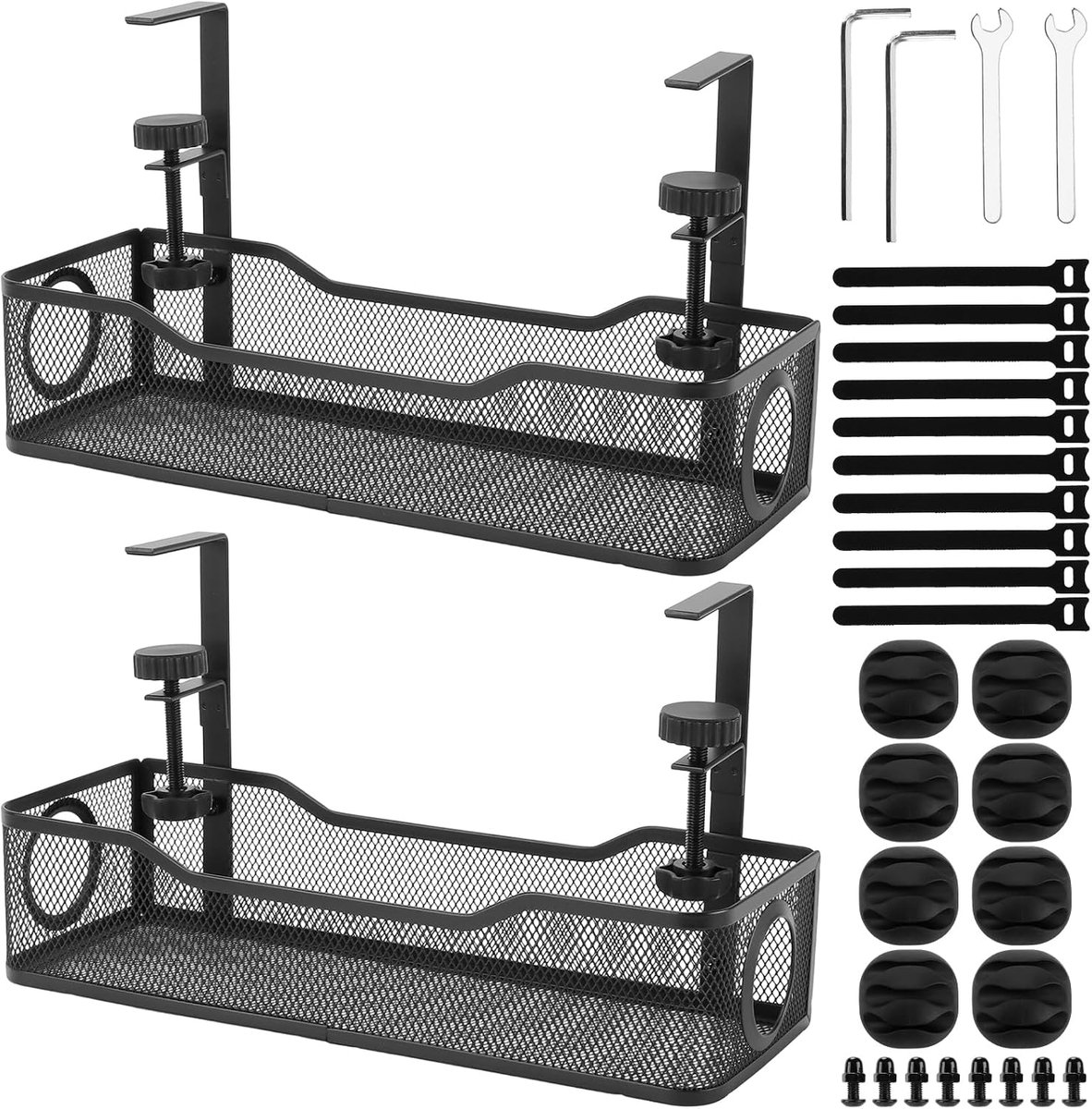Cable Management Basket, Cable Basket, Cable Management, Desk No Drilling, Cable Holder, Desk Clamp-On Desk for Office - ShopVlot