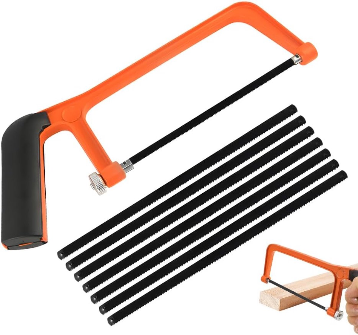 SnelShoppen - Mini Handzaag Set 150 mm - Metalen Zaag, Houtzaag, Hacksaw met 30 Vervangende Zaagbladen - Ideaal voor Metaal, Hout en Plastic