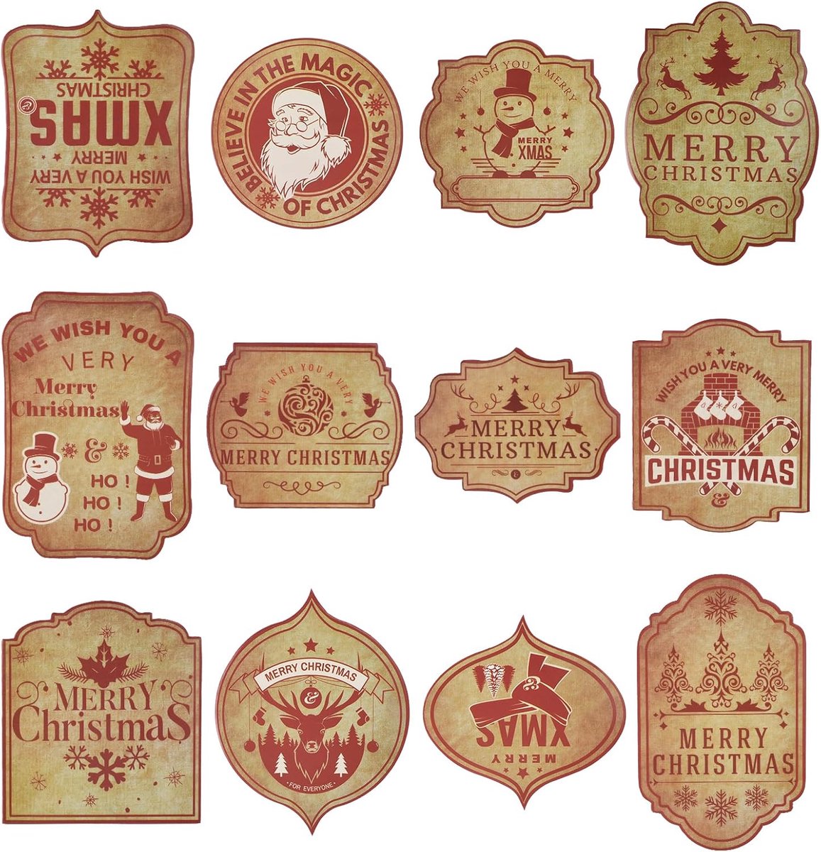 Pack of 36 Christmas Bottle Labels, Retro Christmas Bottle Stickers, Self-Adhesive, Elegant Wine Bottles, Labels - ShopVlot