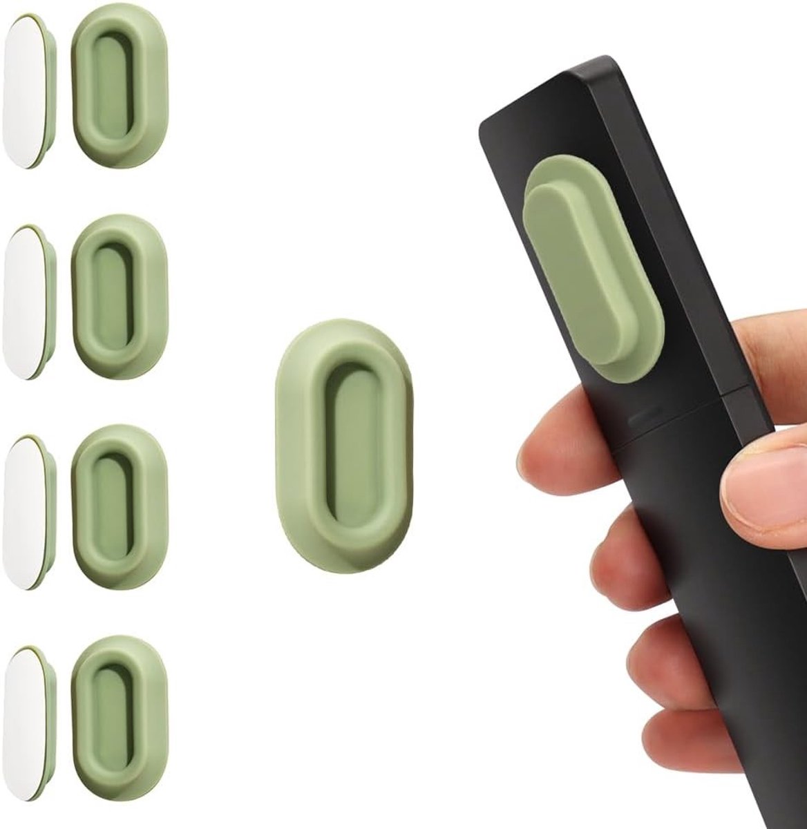 Magnetische Silicone Afstandsbediening Houder, 4 Stuks, Wandorganizer voor Curved Afstandsbedieningen, Stevige Grip en Slimme Ontwerp in Matcha Groen