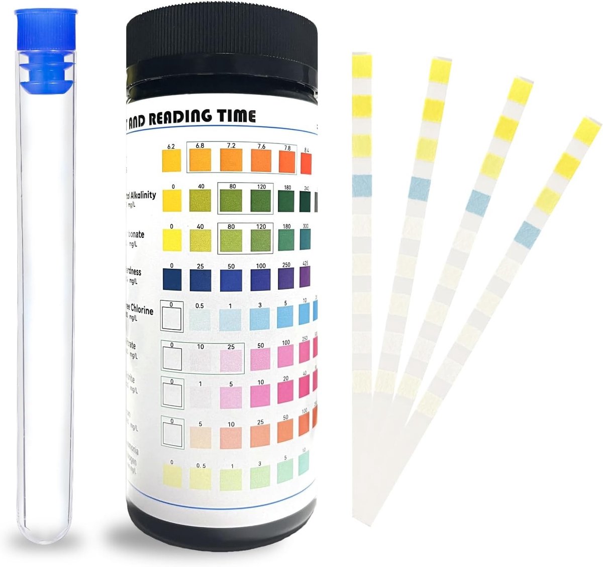 Complete 9-in-1 Water Test Strips voor Aquarium, 100 Stuks - Meet PH, Ammoniak, Nitriet en Nitraat voor Optimale Waterkwaliteit