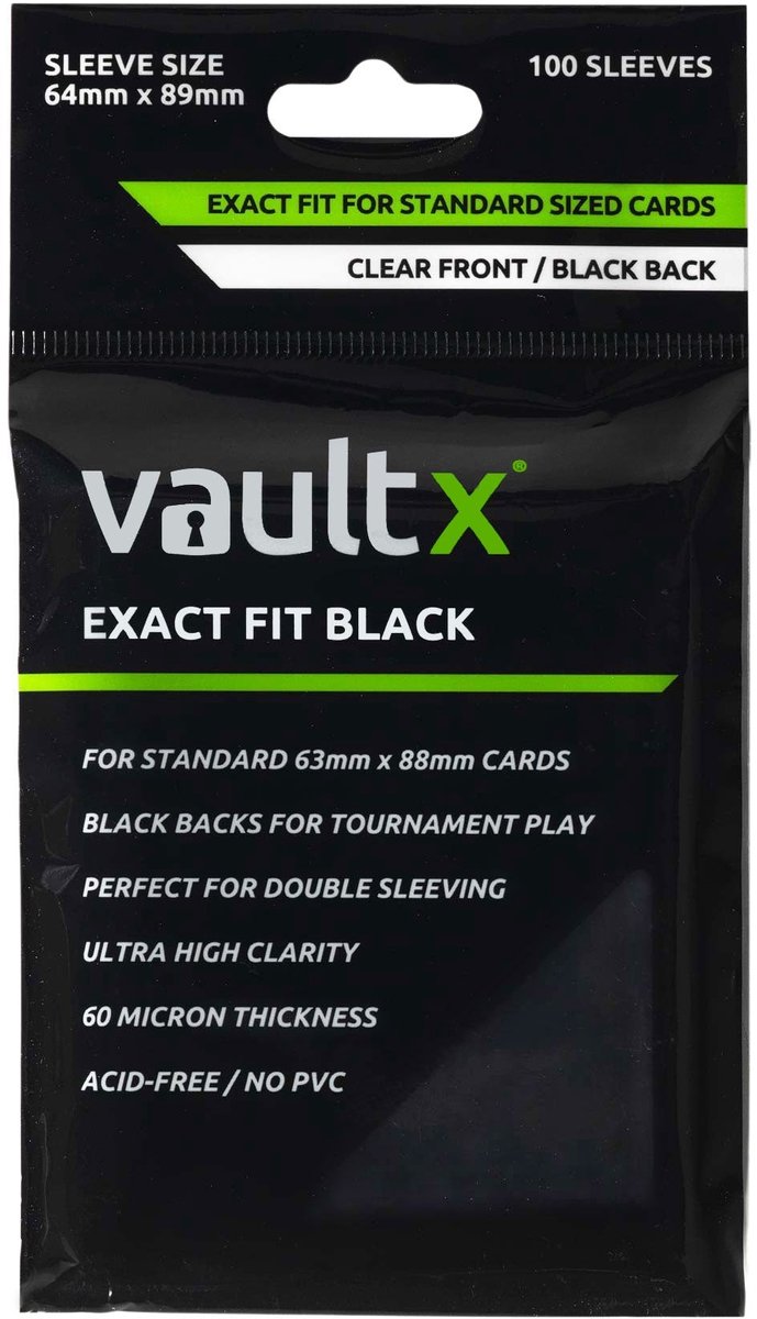 Vault X Exact Fit Card Sleeves Voor Sportkaarten & TCG - Zwart/100 Stuks