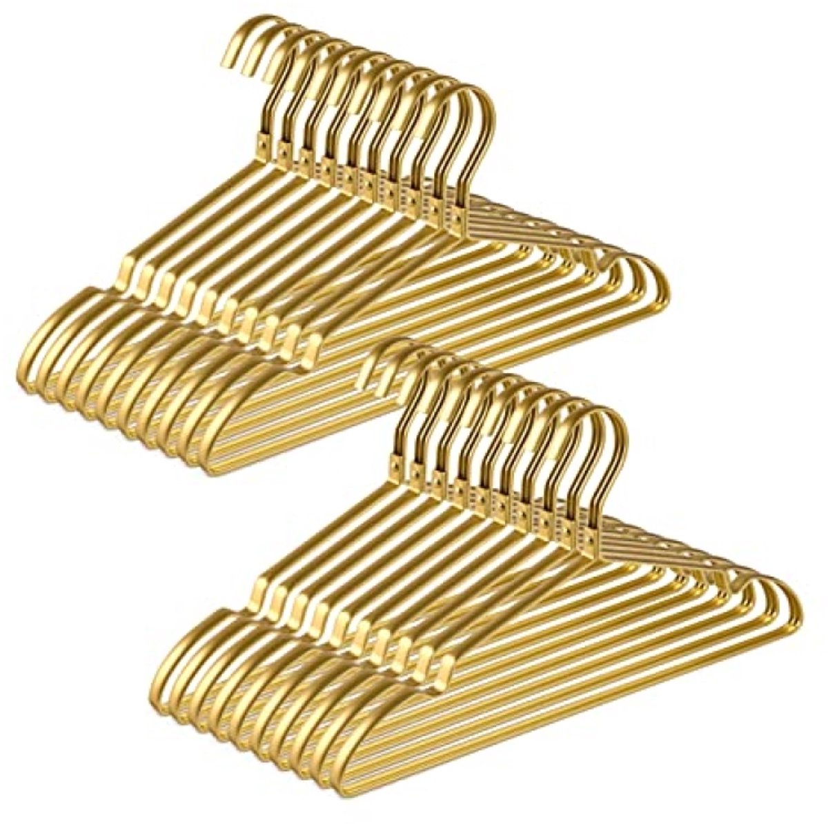Huis Geluk 20 Luxe Aluminium Kleerhangers - Mat Goud - 42 cm - Met Antislip Groeven - Ruimtebesparend - Set van 20
