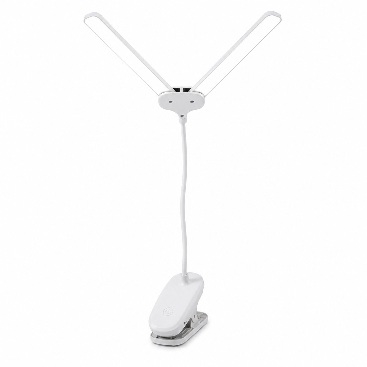 VHV - Klemlamp LED - Dubbele lampkop met 3 lichtkleuren en traploos dimmen - Oplaadbaar 4000 mAh - Voor bureau en lezen - Wit