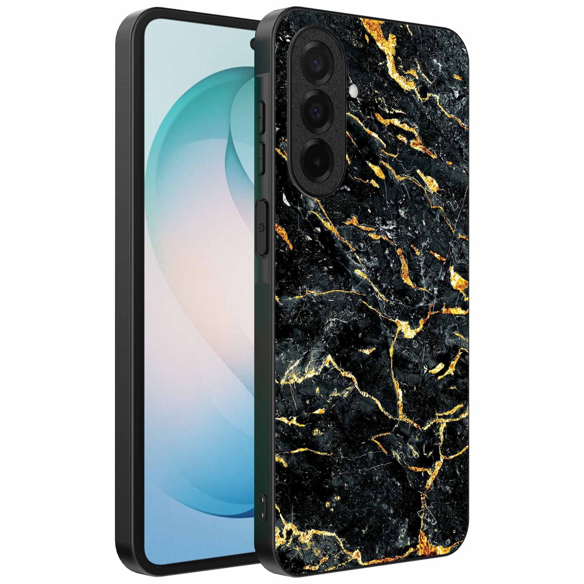 Geschikt voor Samsung Galaxy S26 Plus Telefoonhoesje met Zwart Goud Marmer Opdruk - TPU Backcover Case Black Gold Marble Design - Zwart Goud - Smartphonica geschikt voor Samsung Galaxy S26 Plus