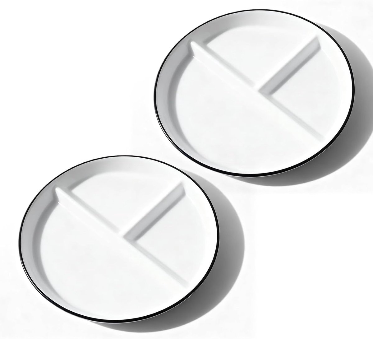 Borden met compartiment voor volwassenen, 2 stuks keramische gesplitste borden, portiecontrolebord, keramisch gesplitst bord voor volwassenen, snacks, feesten