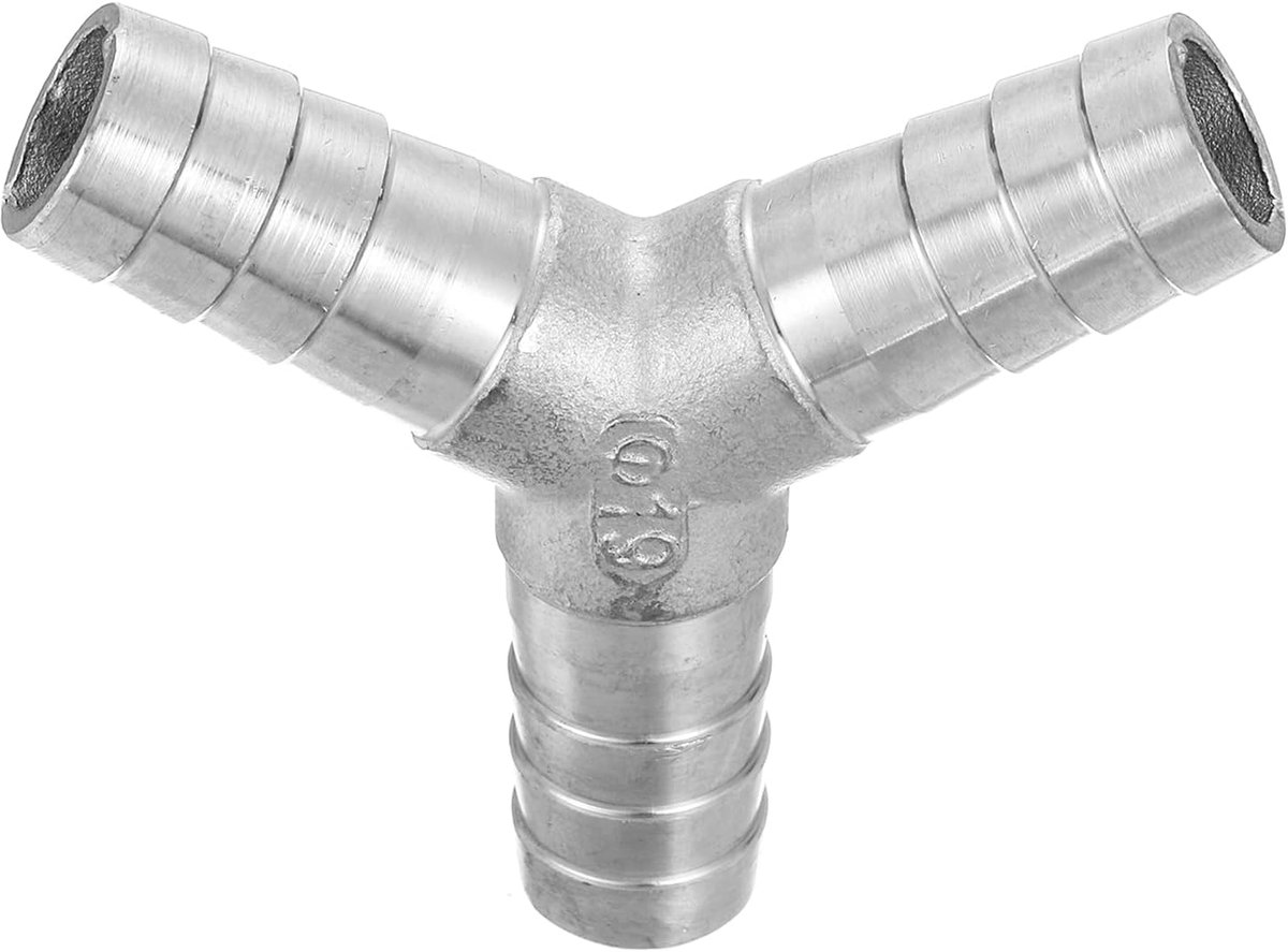 3/4" Y-vorm slangaansluiting buisfitting, 304 roestvrij staal, 3-weg buisfitting adapter voor vacuümsystemen, industriële buisverbindingen, zilver