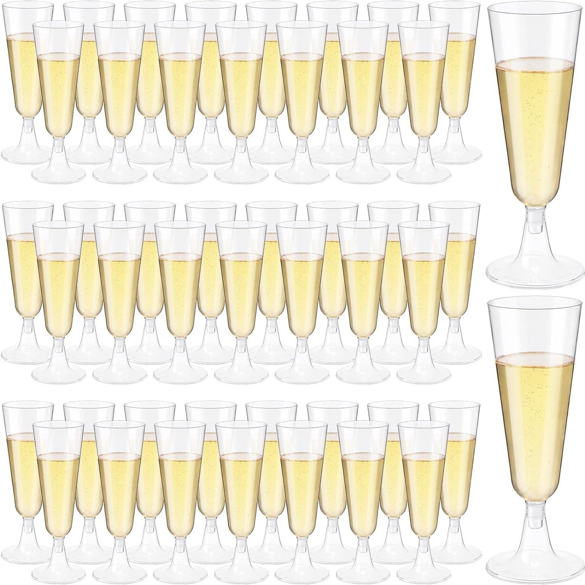 100 stuks Sektgläser Plastic 150 ML Sektglas Kunststof Champagneglazen Wijnglazen Plastic voor Bruiloften, Feesten, Avondevenementen