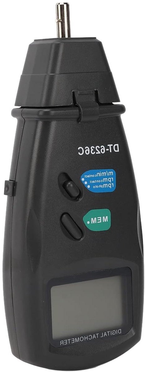 Digitale Toerenteller - Snelheidsmeter RPM - Snelheid Meten - Automatisch Geheugen - 19999 RPM - Grijs