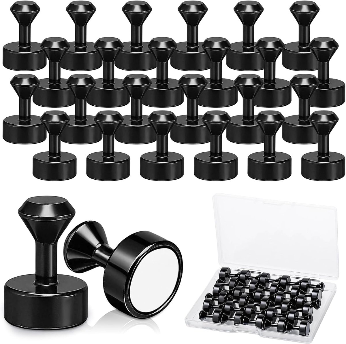 Magneten, 12 x 16 mm neodymium magneten extra sterk, mini koelkastmagneten voor magneetbord, whiteboard, prikbord, kantoorartikelen, schoolartikelen, zwart
