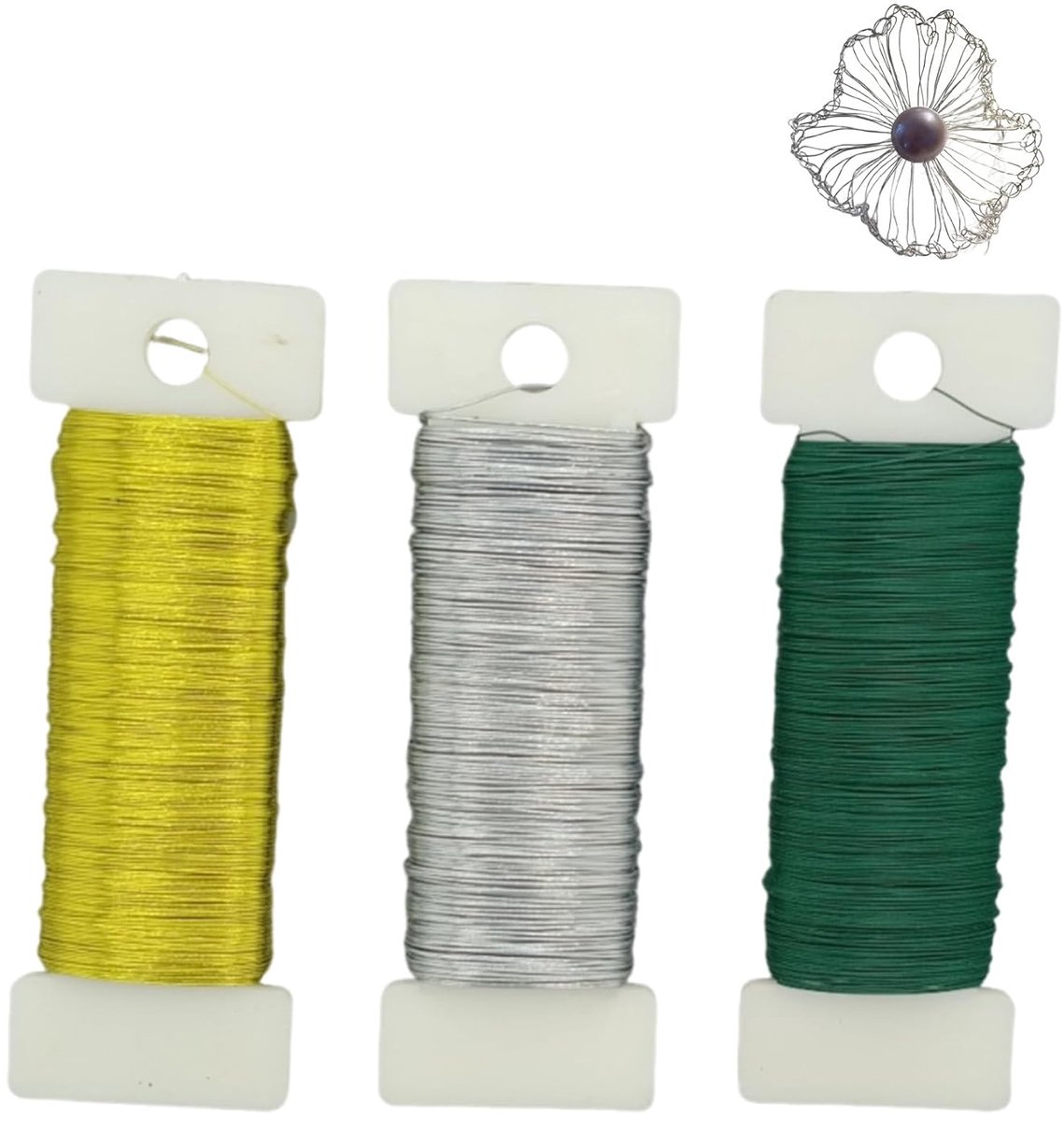 Draad, 0,35 mm x 50 m, flexibel wikkeldraad en bloemdraad voor doe-het-zelf, sieraden en decoratie