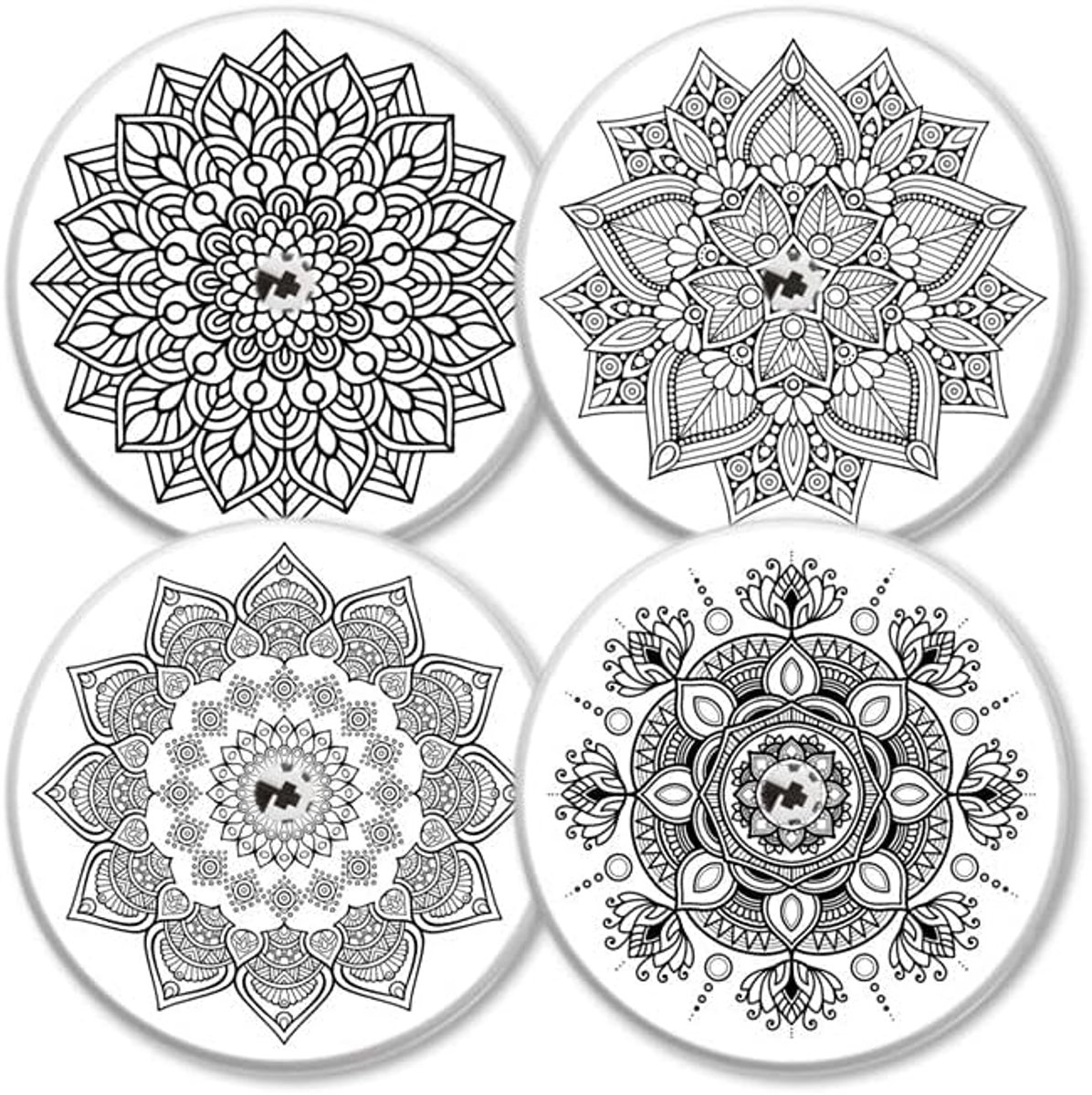 | Freestyle Libre 1 & 2 Sensor Sticker Set van 4 Mandala zwart wit | met ventilatiegat | Made in Germany | Individuele look, precies op maat gesneden, waterafstotend premium vinyl, bescherming tegen krassen