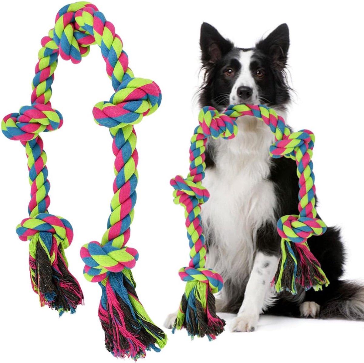 Speelgoed 5 Knopen, 93CM Gigantisch Hondentouw Apeelgoed voor Grote Honden Hondentouw speelgoed voor Kleine Belastbaar Honden Kauwspeelgoed, Interactief Touwtrekken