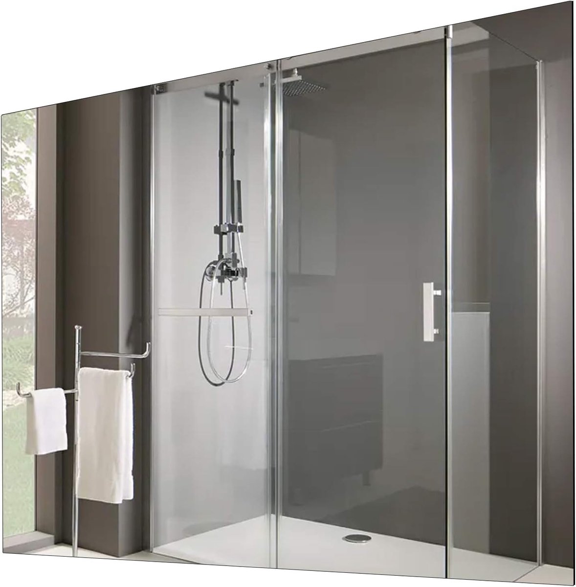 SnelShoppen - Infrared Verwarmingsspiegel Badkamer 60 x 85 cm met 450 W en Slimme Thermostaat - Anti-Fog Spiegelverwarming, Infrarood Paneel, Badkamer