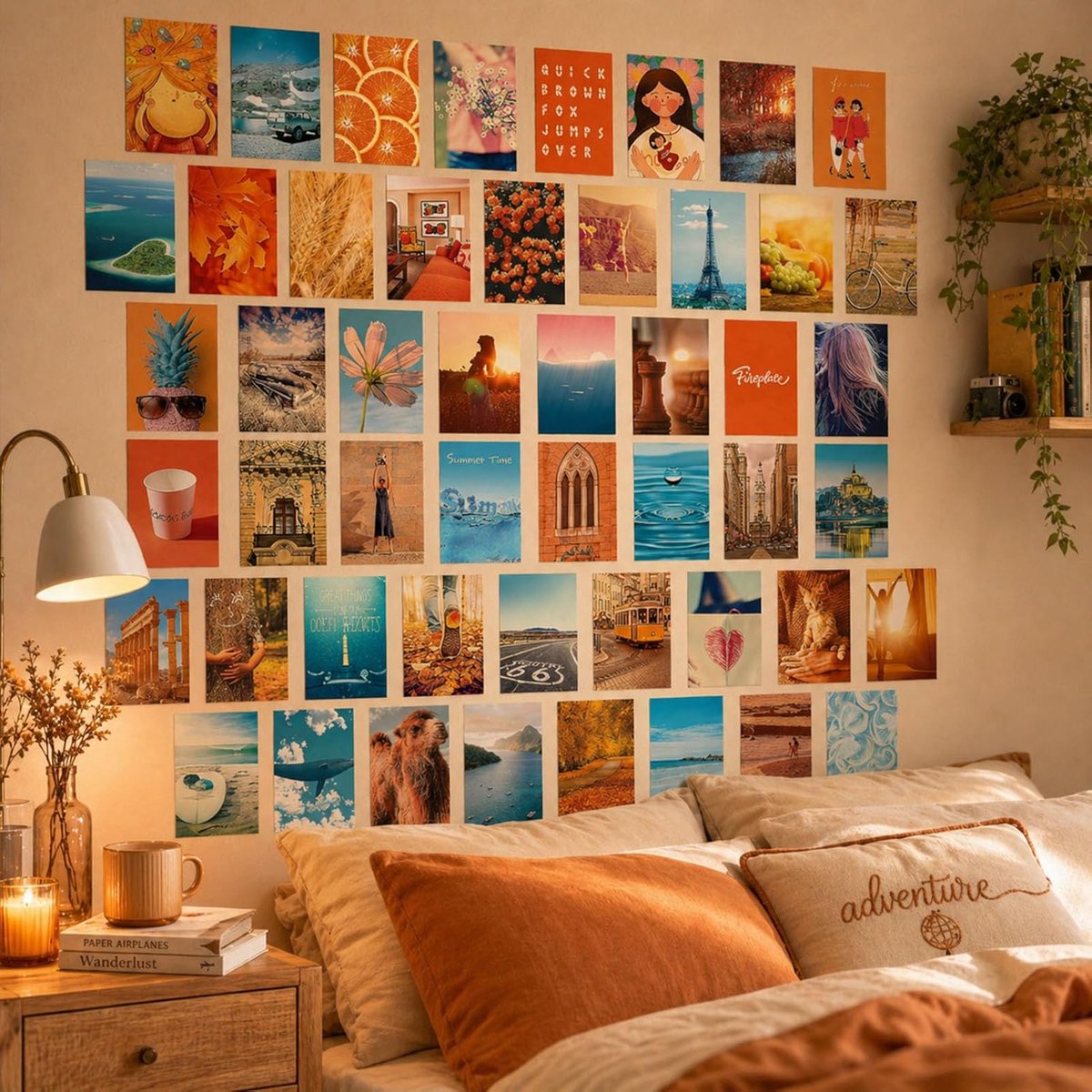 Ansichtkaarten, set van 50 stuks, motivatiekaarten, landschappen, levensmomenten, met spreuken met levenswijsheden, vintage feeling, voor op kantoor, 120 dubbelzijdige kaarten in doos (M9027)