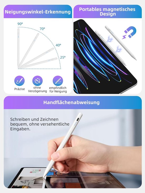 Stylus Pencil (Witte stylus pen voor iPad, Type-C stylus pen voor de iPad) — afbeelding 3