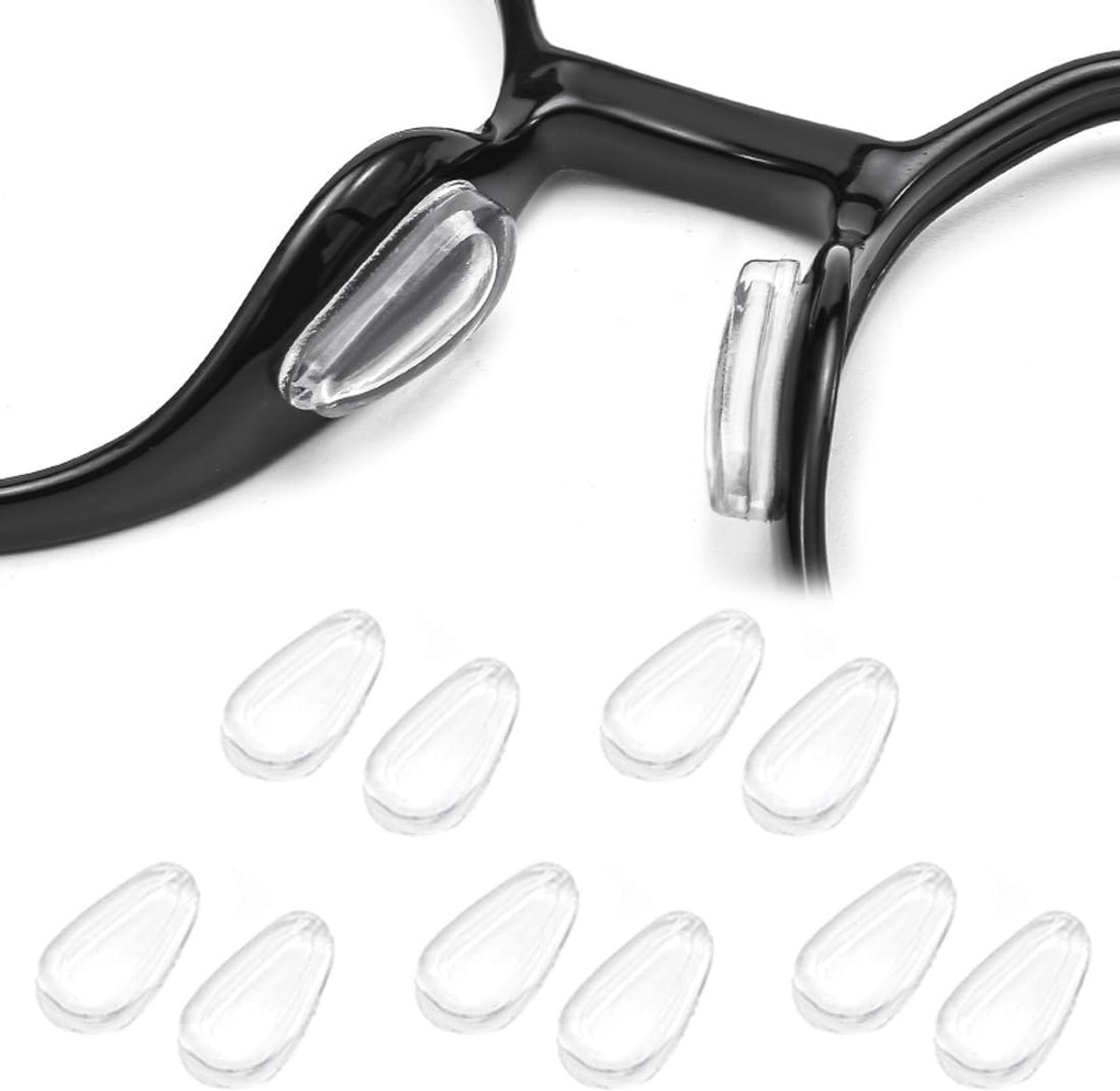 brillenkleefpad, zelfklevende siliconen neuspad, antislip kleefpad, voor brillen en zonnebrillen, helder, 5 paar
