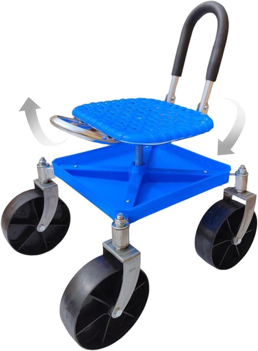 Tuinkruk op wielen - Zitwagen rol - Tuinonderhoud - 360 graden draaibaar - Max 150 kg - Blauw