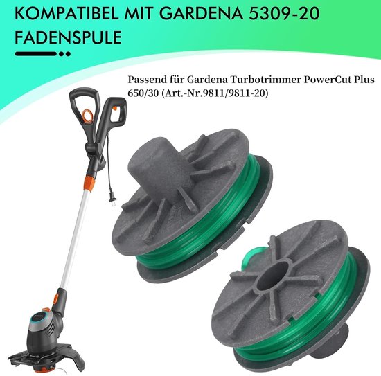 draadspoel 5309-20 geschikt voor Gardena Turbotrimmer PowerCut Plus 650/30 (artikelnummer 9811/9811-20), reservedraadspoel 4,3 m lengte Ø 2 mm (6 stuks) — afbeelding 3