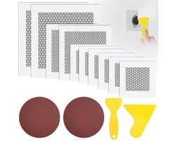 flintronic 10 stuks aluminium wandreparatiepatches, 2/4/6 inch zelfklevende mesh-patches, reparatieset voor gipsplaten, 2 schuurpapier + 2 schrapers, voor reparatie van muren en plafonds