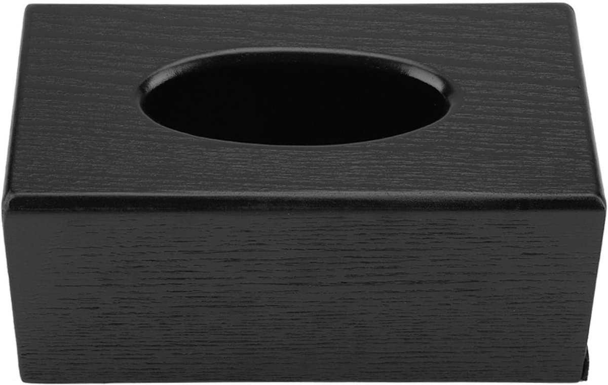 SnelShoppen - Elegante en Stijlvolle Houten Tissuebox - Natuurlijke Houtlook - Rectangular Tissuebox voor Woonkamer, Slaapkamer, Keuken - Zwart - Hoog