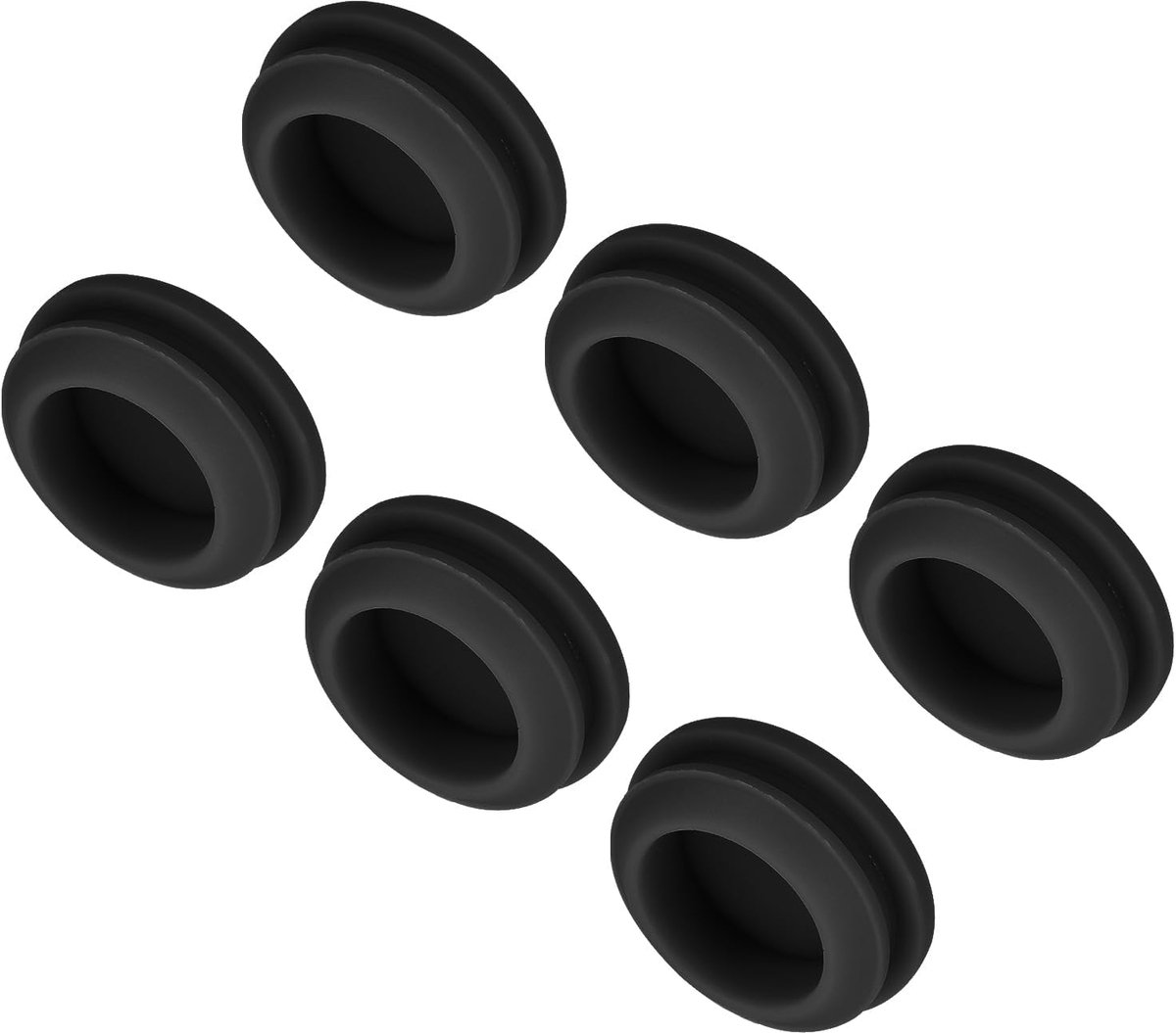 6 stuks siliconen stoppen voor gaten, montage diameter 17 mm, smalle groefbreedte 2 mm, gatafdekkingen, ronde plaat, rubber, waterdicht voor laboratorium, zwart