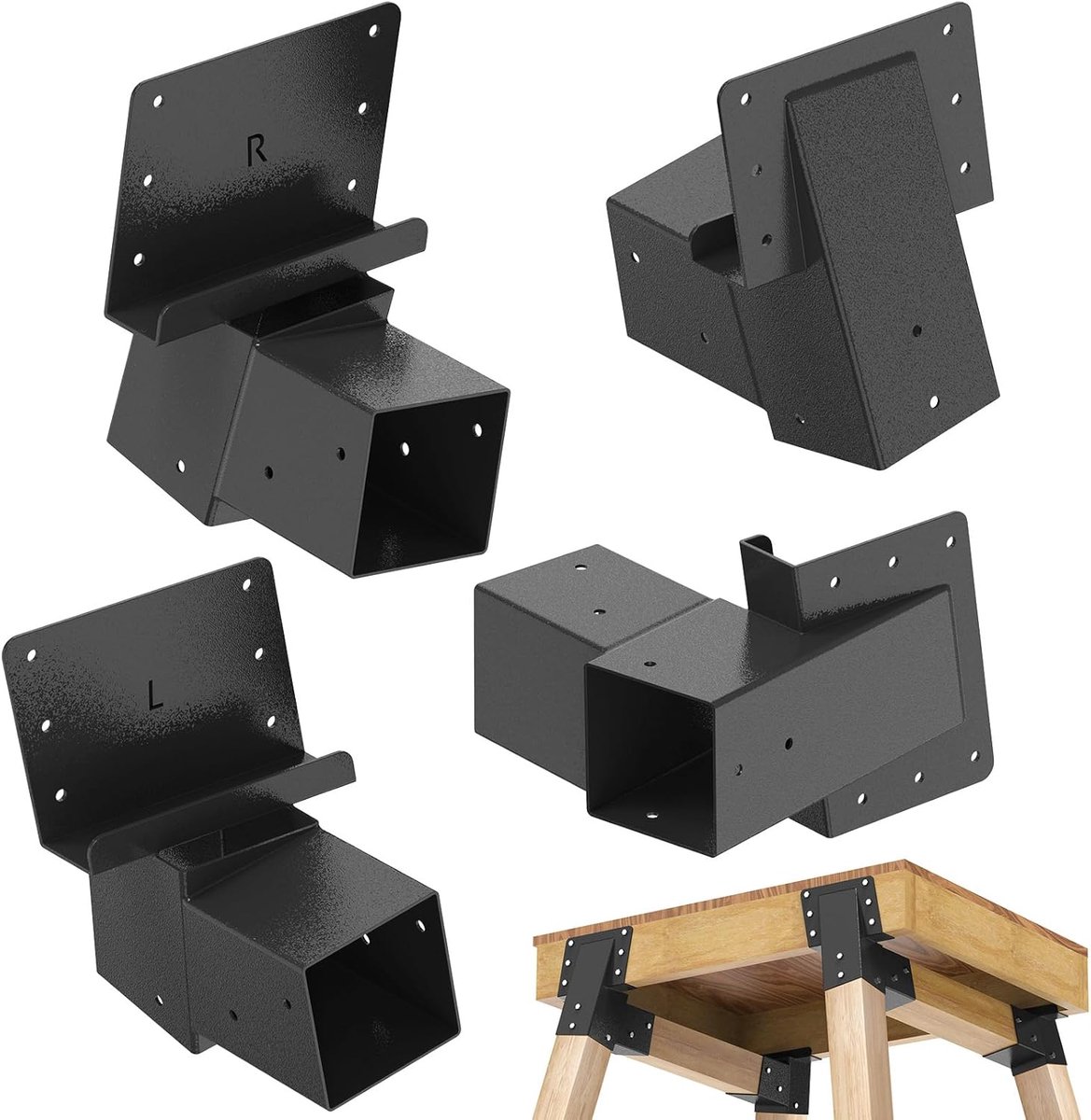 Montagehoek, steunbeugels voor herten (90 x 90 mm), samengestelde hoek, liftmateriaal voor boomhut/jacht/boomspiegel/observatieplatform, 4 verpakkingen