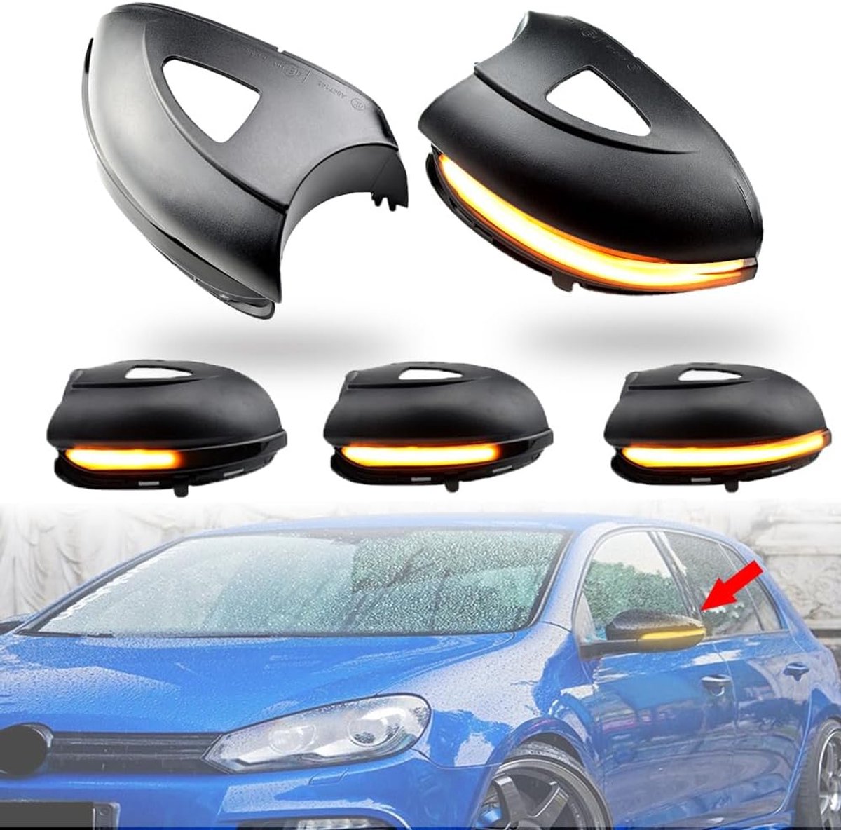 zijspiegel-draaischijf Compatibel met VW Golf MK6 GTI 6 R line VI R20 - met gaten