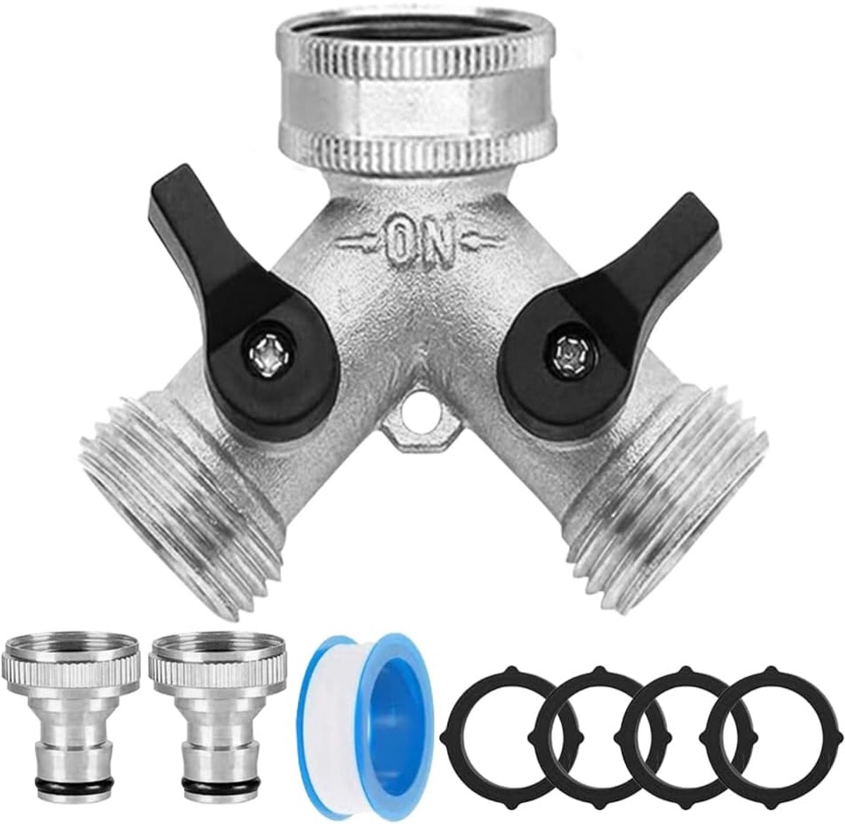 2-weg verdeler water 3/4 inch, waterverdeler 2-weg, 3/4 inch wateraansluitverdeler, messing 2-weg Y-verdeler met aparte schakelaar, 2-weg verdeler voor wasmachine en tuin