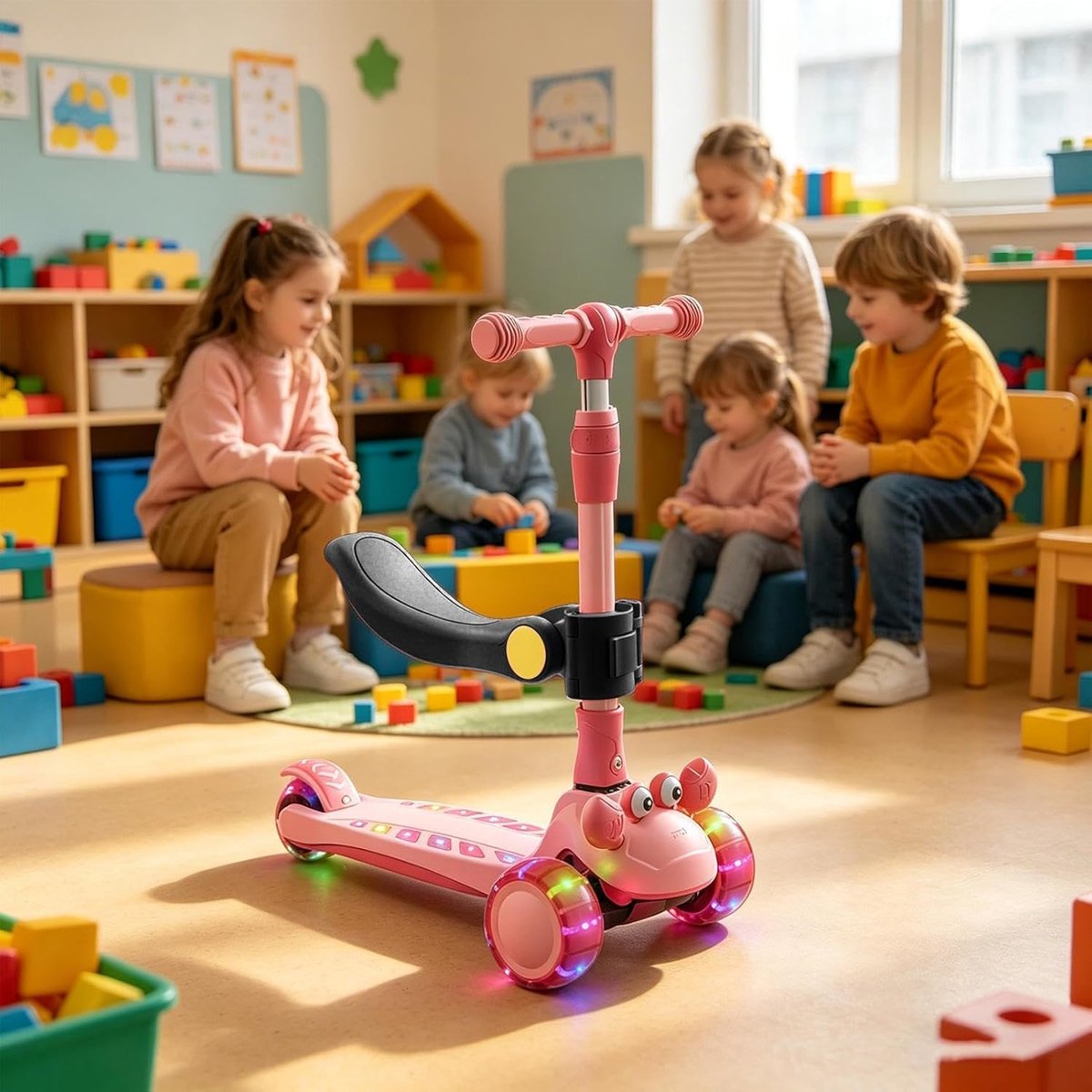 Kinderstep Zitje - Step Stoel - Comfortabel Steppen - Inklapbaar Verstelbaar - 40 x 10 cm - Zwart