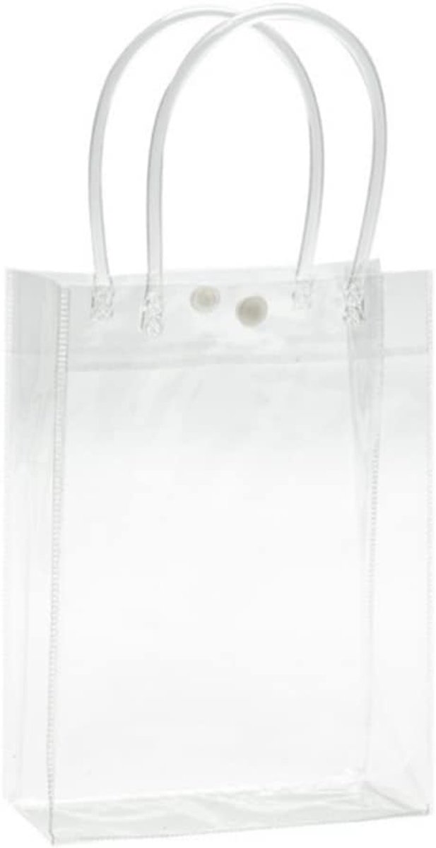 12 stuks doorzichtige geschenkzakjes, plastic geschenkzakjes met handvat en knop, herbruikbare transparante PVC geschenkverpakking, draagtas voor bruidsfeest, babyshower, huwelijksgunst