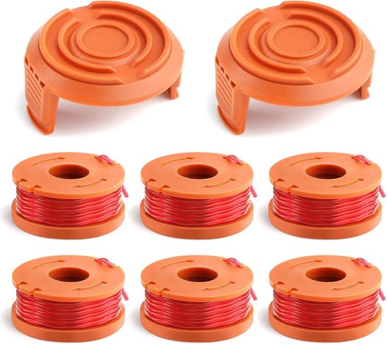 6 stuks randsnijdraad compatibel met WORX randsnijder met 2 deksels, spoel reservedraad WA0004.1/WA0010, spoel randsnijdraad Ø 1,65 mm & 3 m voor Worx WG150/WG173E/WG183E/WG118E — afbeelding 5