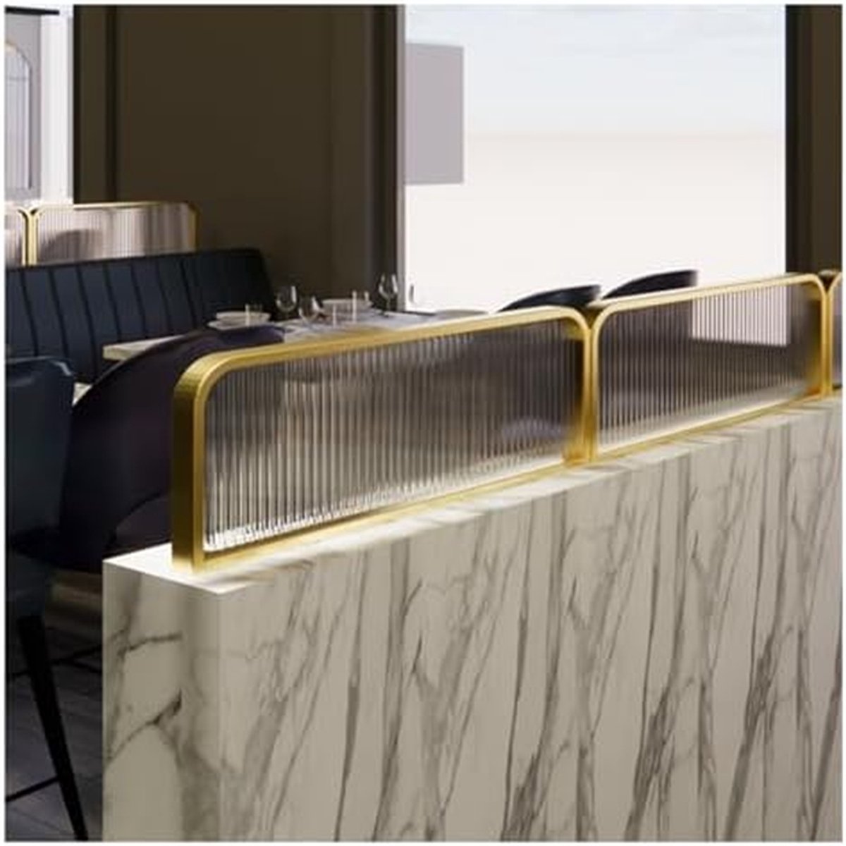 Kamerverdeler Eetruimte - Afscheidingswand Bureau - Ruimte Definiëren - Gestreept S Ontwerp - 30 x 70 cm - Goud