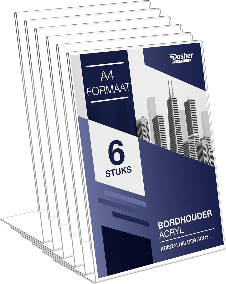 A4 Sign Houder 6-Pack - Acryl - Staande Advertentie Frames - Geschikt voor Menu's en Flyers - ShopVlot