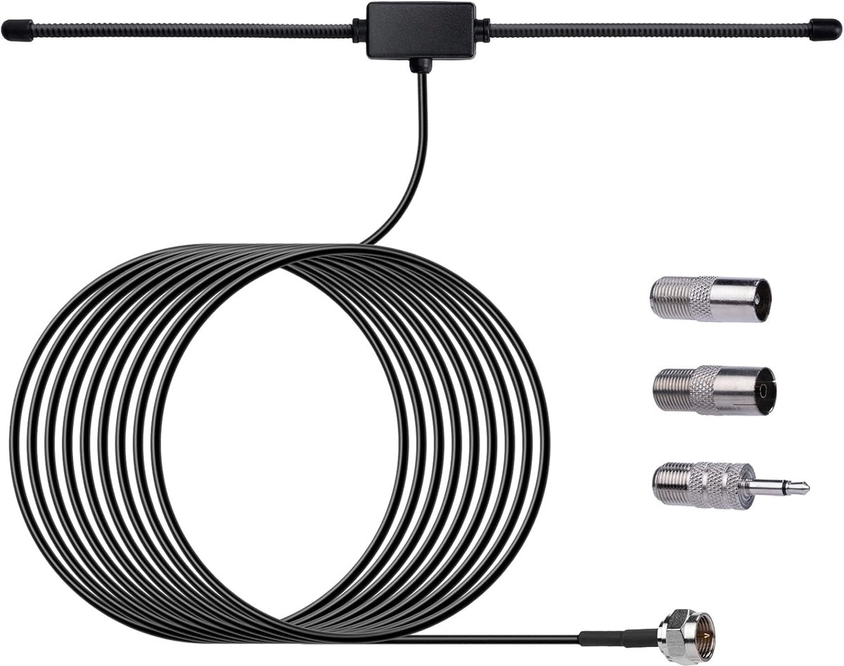 DAB radio-antenne, 75 ohm dipoolantenne met F-type-stekker, 3 m verlengkabel voor muzieksysteem, home stereo-ontvanger, AV audio, video, thuisbioscoopontvanger