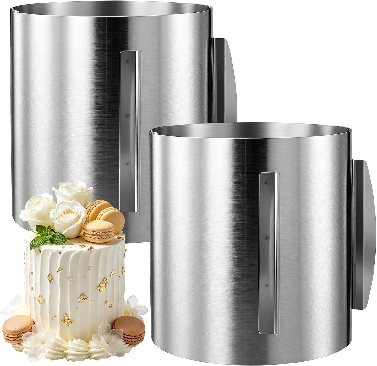 2 stuks taartring, hoogte 20 cm, 16-30 cm bakring, verstelbaar