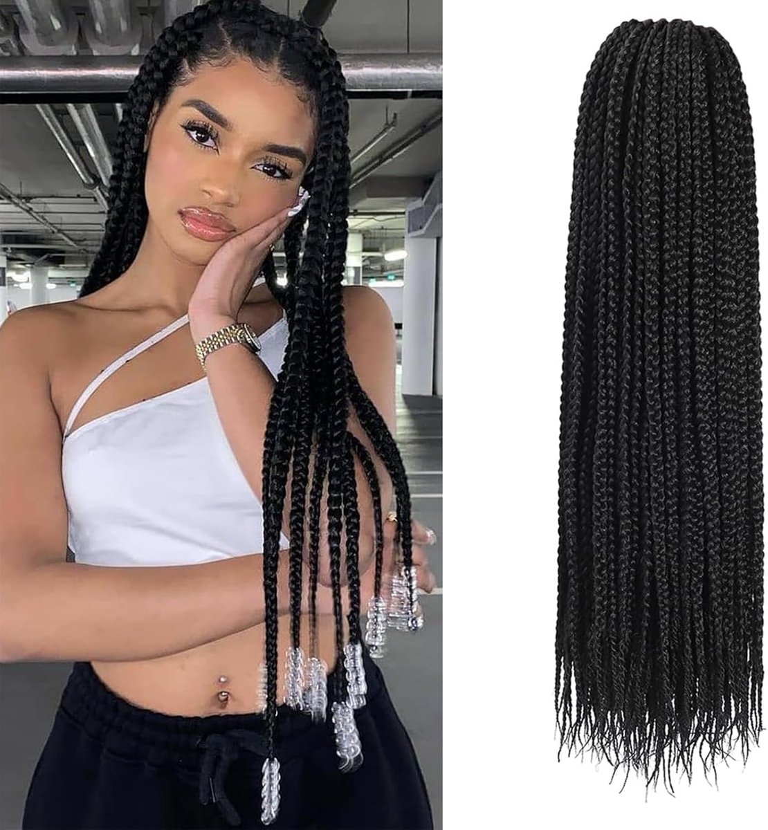 Braids Crochet Hair, 14 inch Pre Looped Goddess Box Braids Crochet