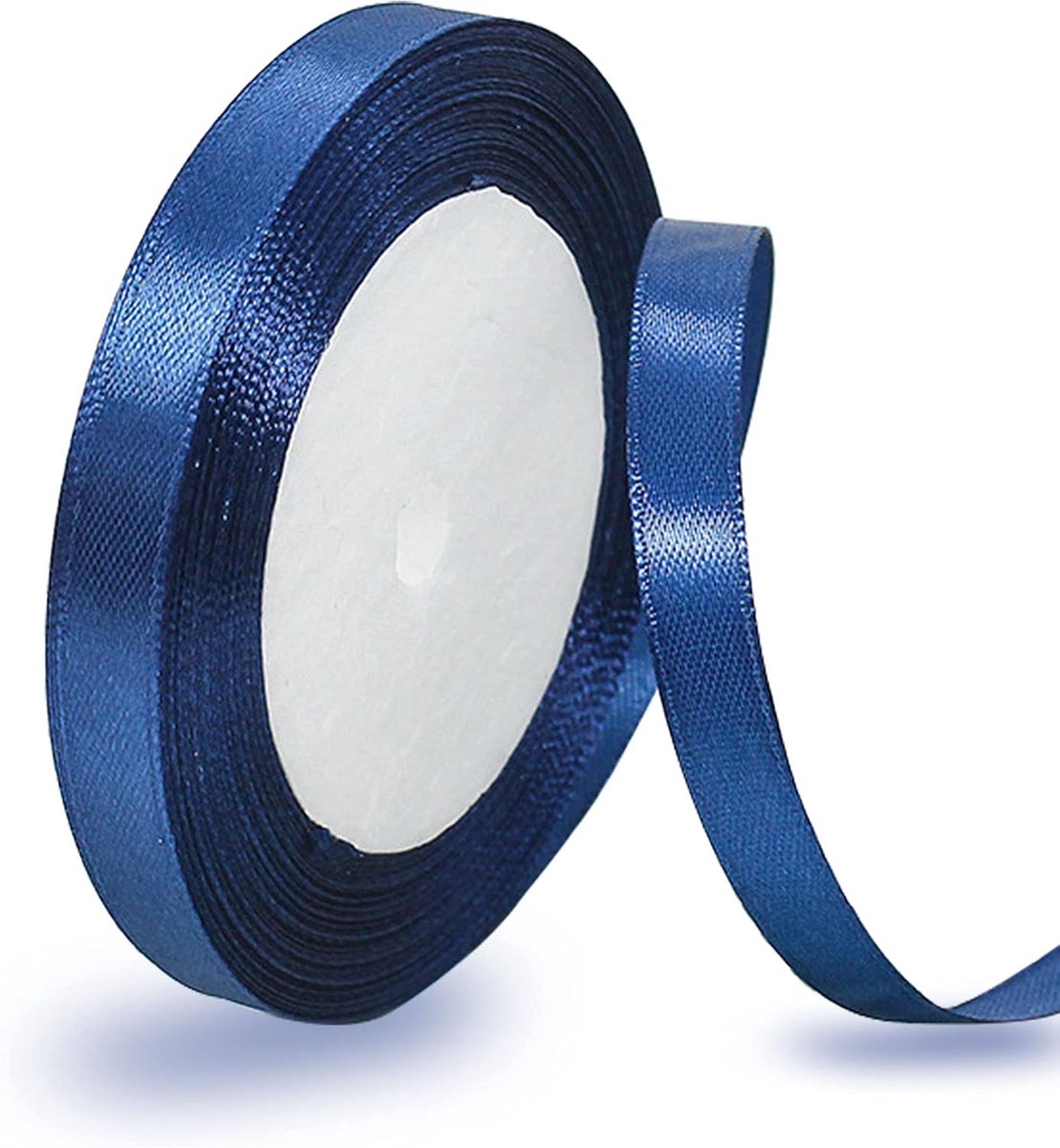 lint donkerblauw 10 mm, 22 meter decoratief cadeaulint, breed lint, stoffen lint voor bruiloft, doop en verjaardagsgeschenken