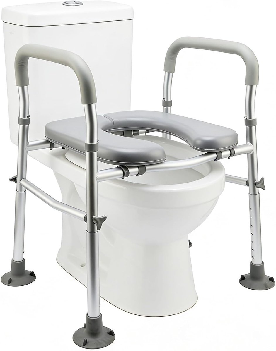 SnelShoppen - Verhoogd Toiletzitje met Handgrepen, Senioren Toiletzitverhoger Verstelbare Hoogte en Breedte, Toiletzitverhoger voor Gehandicapten Comf