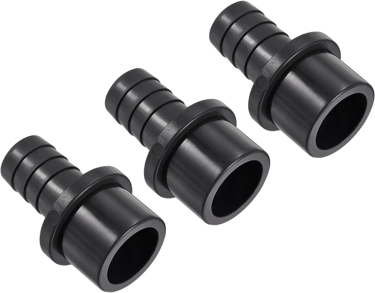 METERXITY 3 stuks PVC-pijpfitting - waterbuisconnector, 16 mm weerhaak rechte pijpverbinding, toepassen op buiten/tuin/zwembad (OD 25 mm, zwart)