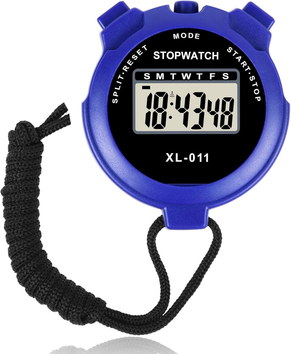 Sportstopwatch, digitale stopwatch voor sporters | trainers en scheidsrechters (blauw)