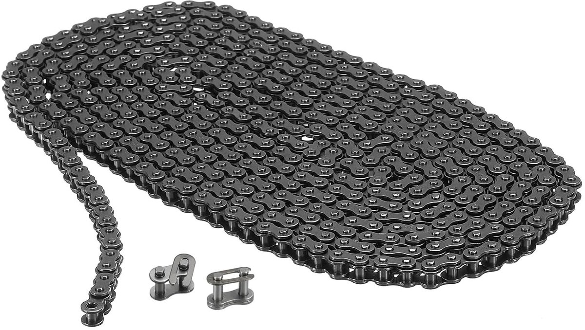 #25/04C-1 Rolketting, 10 voet verdeling, 1/4 inch rolketting koolstofstaal met 2 gratis masterverbindingen voor mini motorfiets motorfietsen, 480 schakels