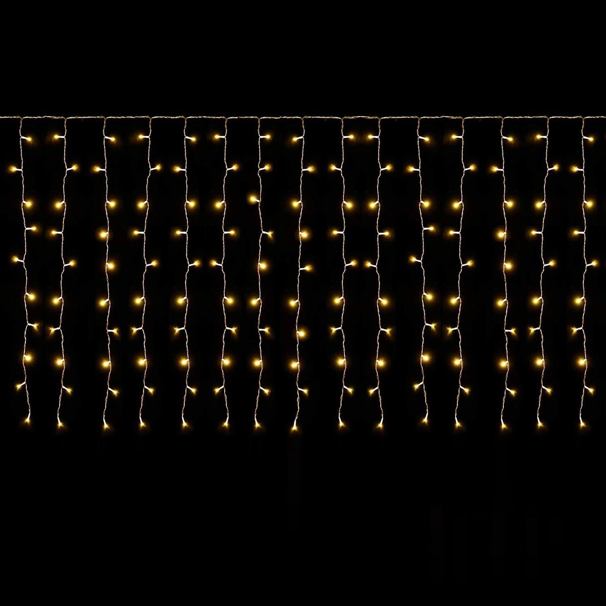 Led-lichtgordijn voor het balkon, 3 m x 1 m, 150 leds, voor binnen en buiten, kerstverlichting, hangend met 9 modi en geheugenfunctie, warmwit