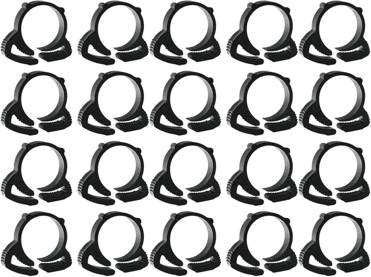 40 stuks dubbele grijpende kunststof slangklemmen set, φ20 mm verstelbare snap ratel klemmen irrigatie tuinslang pijp assortiment kit