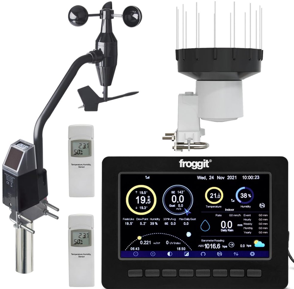 SnelShoppen - Draadloos Wifi Slimme Weerstation met 7-in-1 Buitensensor - Professioneel Weerstation met Full-Color Display - Perfect voor Tuin, Campin