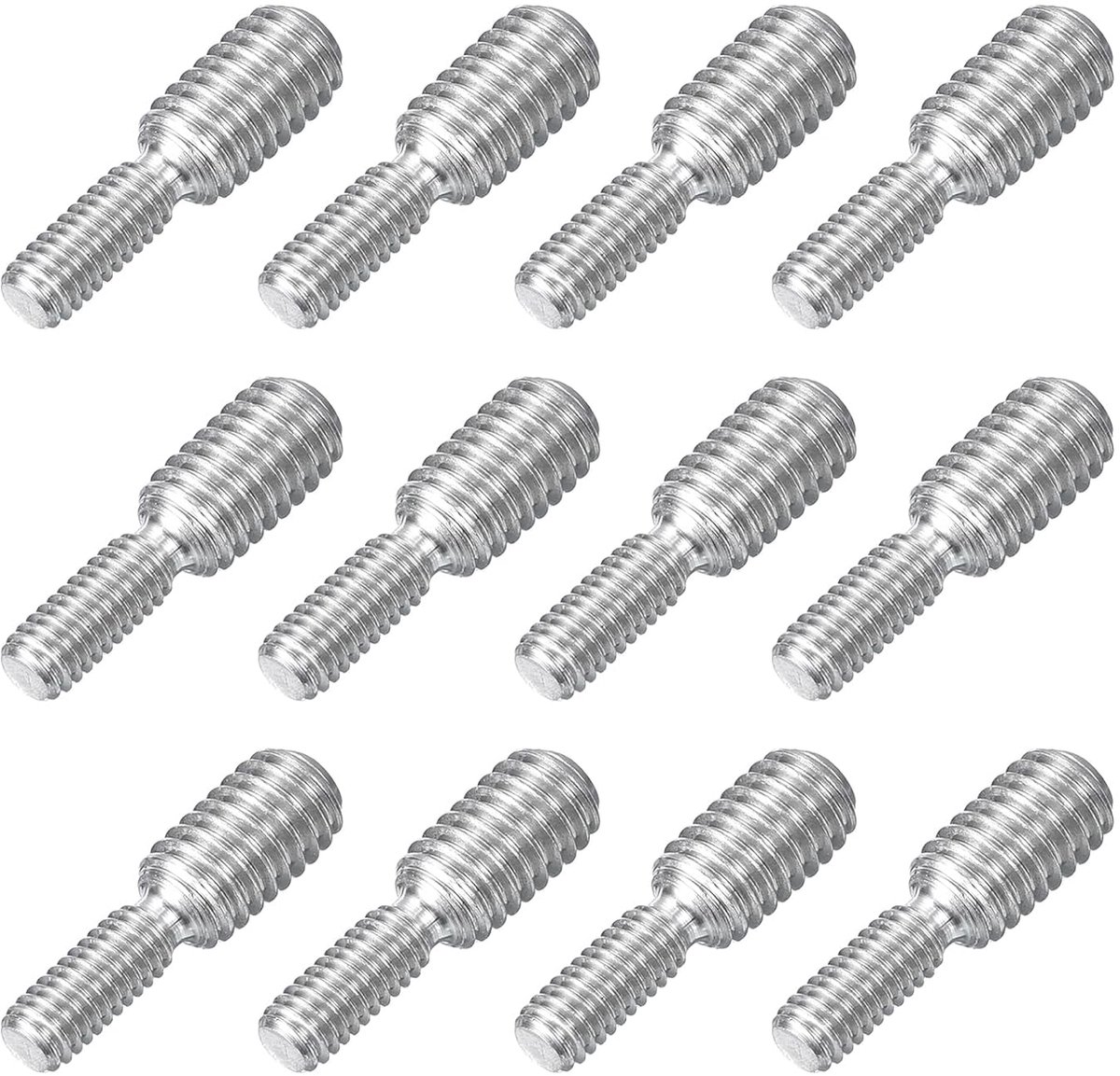 12 stuks M4x10mm tot M6x10mm dubbele kop draadbouten, dubbele kop draadeindbouten schroef 304 roestvrij staal draadadaptoren reduceerschroef voor meubelhardware