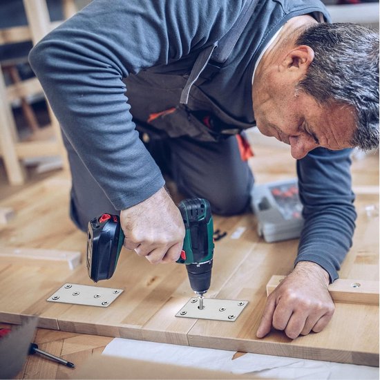 hoekhouder van roestvrij staal, platte houders met schroeven voor de reparatie van stoelen, eetkamertafels, bedden 78 x 39 x 1,5 mm, 10 stuks — afbeelding 3