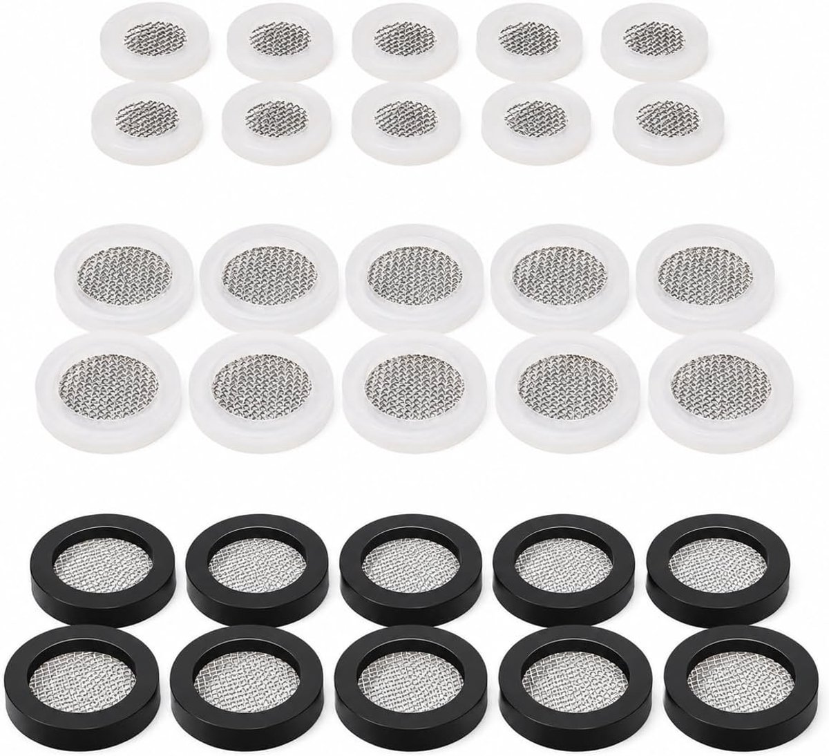 Set van 30 afdichtingen 1/2 3/4 1 inch - RVS filter - Universele siliconen afdichtingen - Ideaal voor kranen en douches - ShopVlot